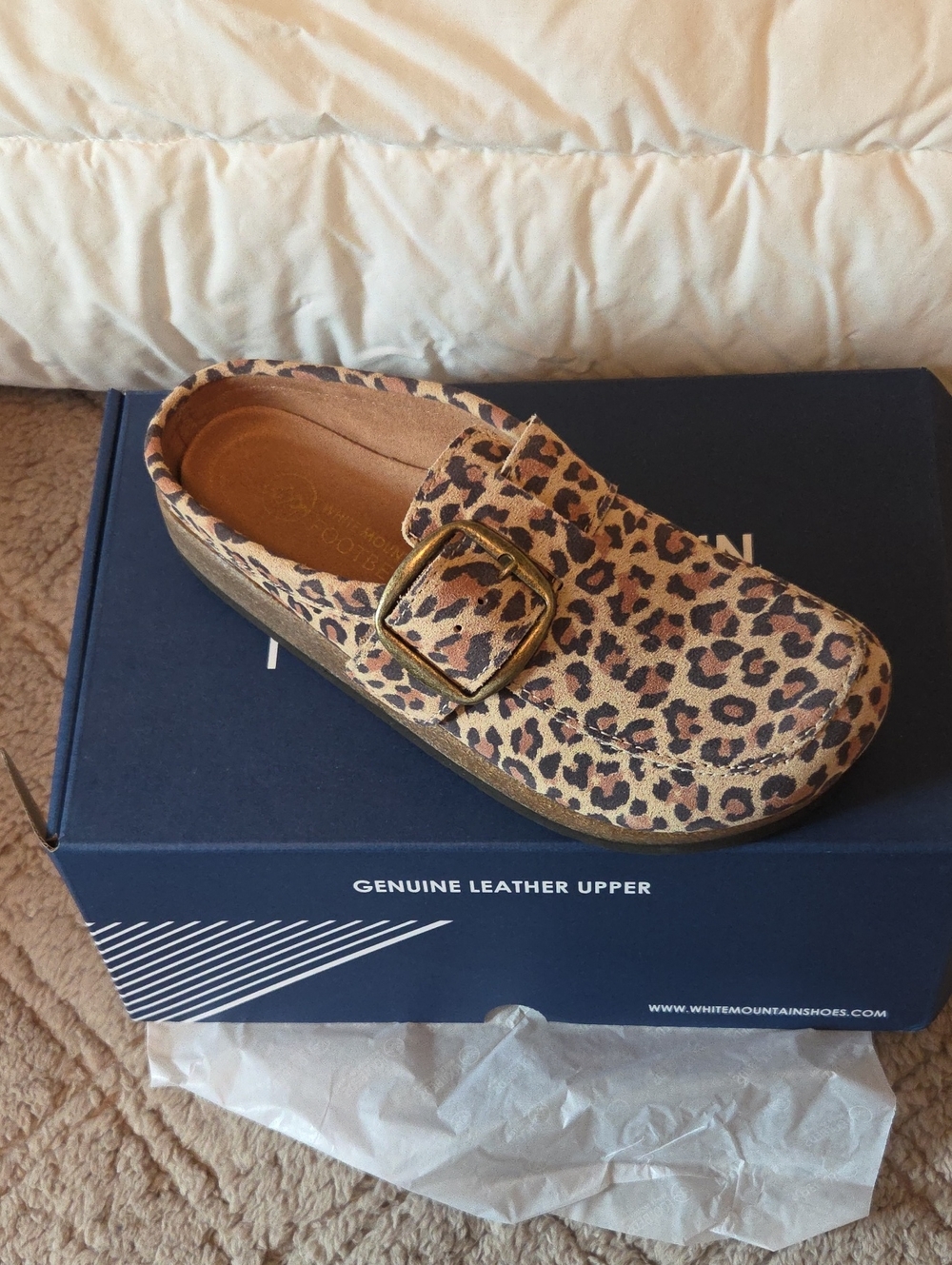 White Mountain Leopard Bueno Mules NIB - Firm Price